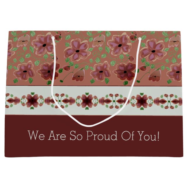 Sacola Para Presentes Grande Elegante Brown Floral (Frente)