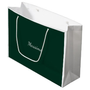 Sacola Para Presentes Grande Elegante Casual Verde Escuro Escrita à Mão Próprio