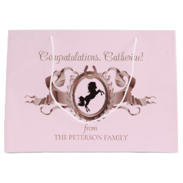 Sacola Para Presentes Grande Elegante Cor-de-Rosa Equestre, Nome do Paraíso da 