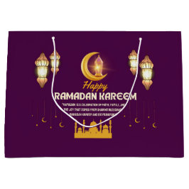 Sacola Para Presentes Grande Elegante Crescente Dourado Saudação Ramadan Mubara