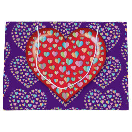 Sacola Para Presentes Grande Elegante Design de Coração Simples Editável