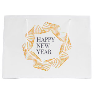 Sacola Para Presentes Grande Elegante, design simples de "Feliz ano novo"