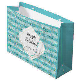 Sacola Para Presentes Grande Elegante Dusty Blue Watercolor Flores Selvagens Mo