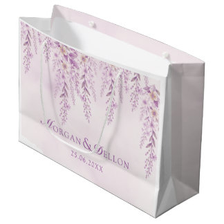 Sacola Para Presentes Grande Elegante Floral de Lavanda Rosa Suave Casamento