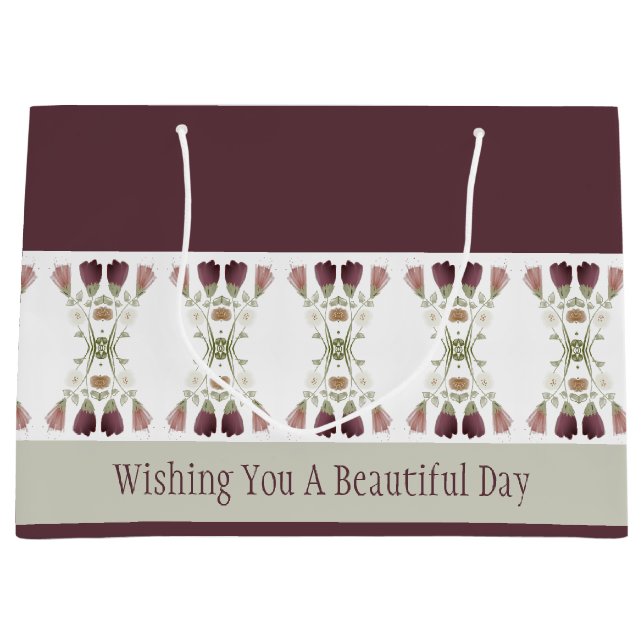 Sacola Para Presentes Grande Elegante Floral Projetado (Frente)