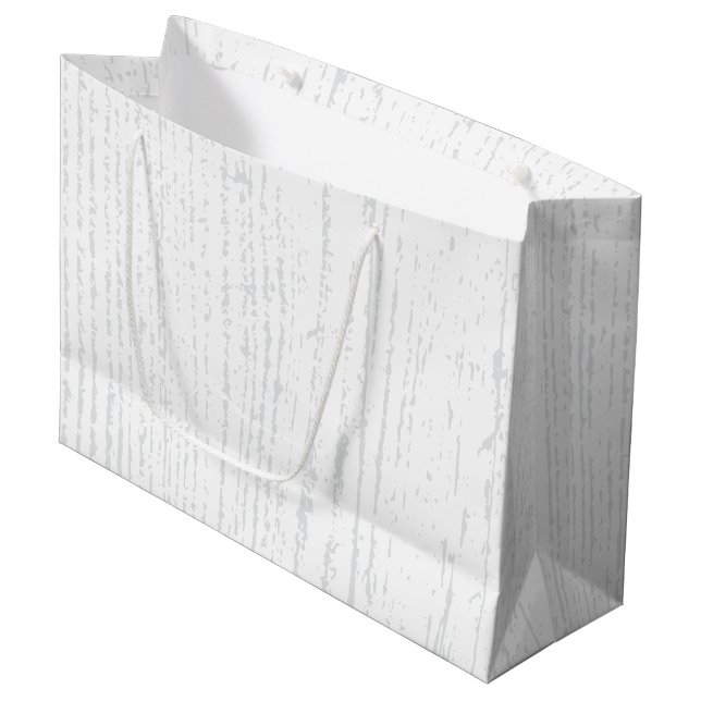 Sacola Para Presentes Grande Elegante Grão de Madeira Branco e Cinza (Frente inclinada)