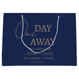 Sacola Para Presentes Grande Elegante Marinho & Dourado Um Dia de Casamento Fes