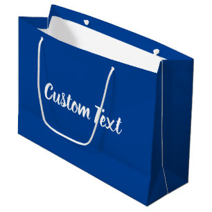 Sacola Para Presentes Grande Elegante Modelo de Texto de Script Branco e Azul