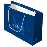 Elegante Monograma Marinho Blue Girly Elegant Scri