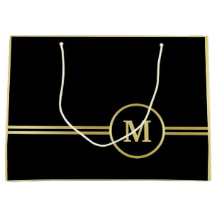 Sacola Para Presentes Grande Elegante monograma personalizado em ouro sobre pre