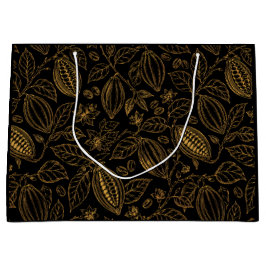 Sacola Para Presentes Grande Elegante Negócios de Fruta Flor de Cacau Ouro Pret