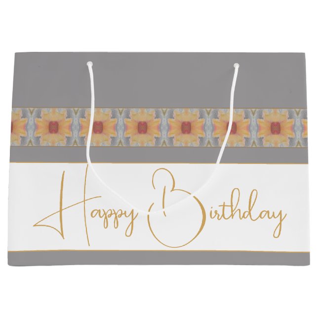 Sacola Para Presentes Grande Elegante Peach Floral (Frente)