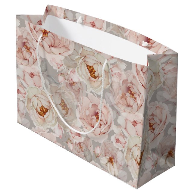 Sacola Para Presentes Grande Elegante Peony (Verso inclinado)