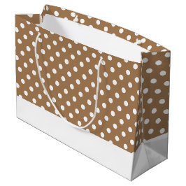 Sacola Para Presentes Grande Elegante Pontos Brancos em Xadrez Sobre Marrom Moc