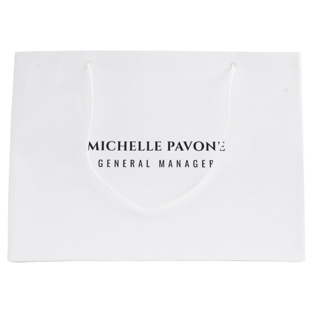 Sacola Para Presentes Grande Elegante Preto & Branco Simples Profissional (Frente)