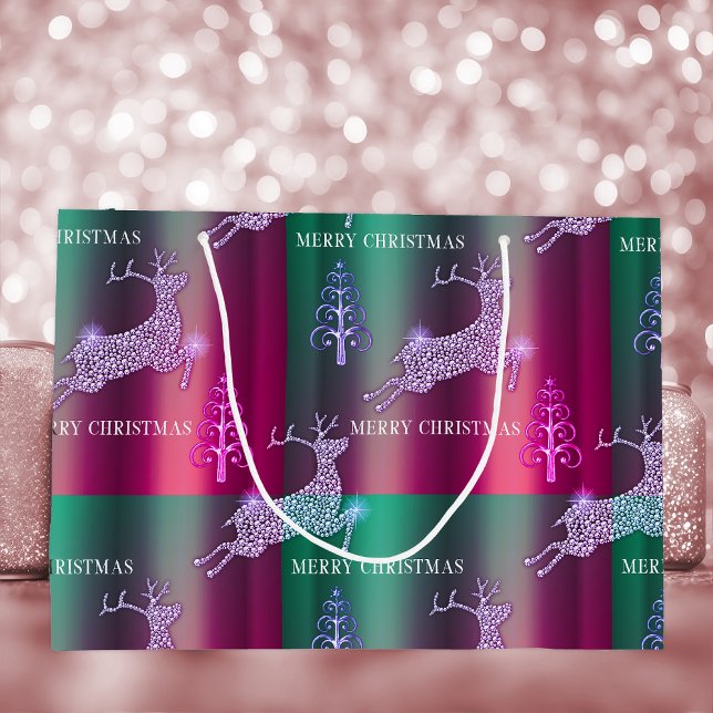 Sacola Para Presentes Grande Elegante Reindeer Christmas (Criador carregado)