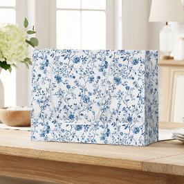 Sacola Para Presentes Grande Elegante Toile Botânico Floral Azul e Branco