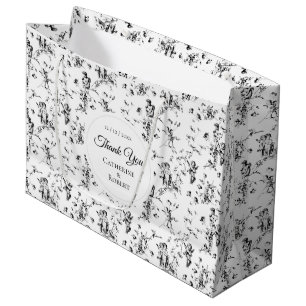 Sacola Para Presentes Grande Elegante Toile Vintage Cupido Anjos Obrigado