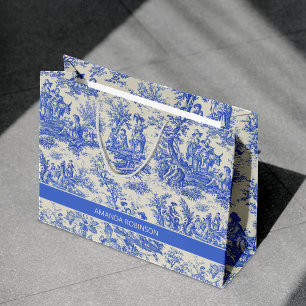 Sacola Para Presentes Grande Elegante vintage toile de jouy