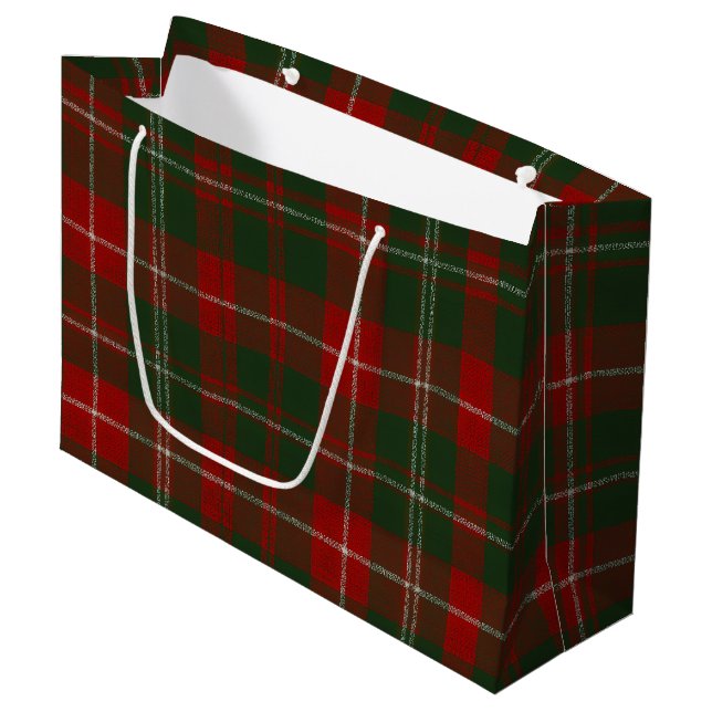 Sacola Para Presentes Grande Elegante Xadrez de Natal (Frente inclinada)