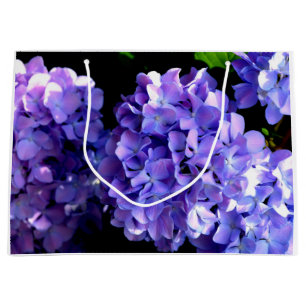 Sacola Para Presentes Grande Elegantes flores de cor roxa profunda hortênsias a