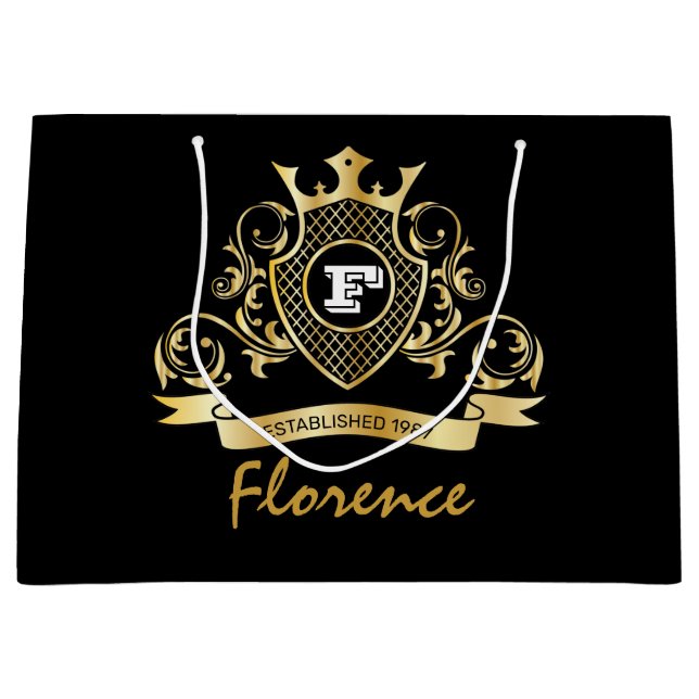 Sacola Para Presentes Grande Elegenat Monagram Fashiked Gift Bag (Frente)