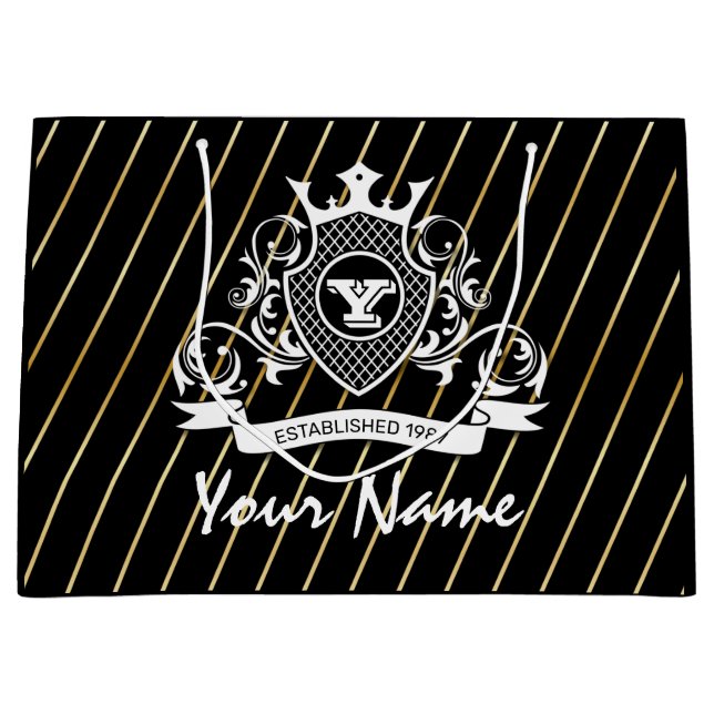 Sacola Para Presentes Grande Elegenat White Monagram Gift Bag (Frente)