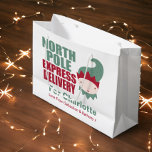 Sacola Para Presentes Grande Elf Personalizado de Entrega Expressa do Polo Nort<br><div class="desc">Saco de presentes de Natal Personalizado do Elf para a Entrega Expressa do Polo Norte,  de Ricaso</div>