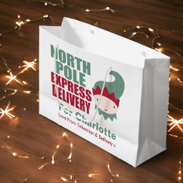 Sacola Para Presentes Grande Elf Personalizado de Entrega Expressa do Polo Nort