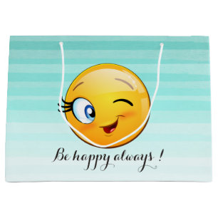 Sacola Para Presentes Grande Emoji Vencendo Adorável Seja feliz sempre