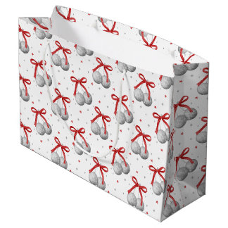Sacola Para Presentes Grande Enfeites de Bola de Disco de Prata do Natal com La