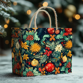 Sacola Para Presentes Grande Enfeites Festivos de Natal com Área para Nome