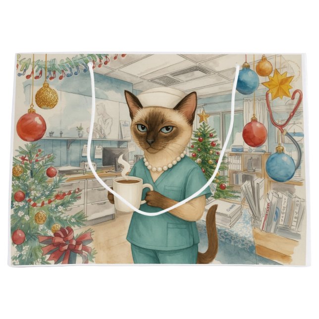 Sacola Para Presentes Grande Enfermeira Natal com grande saco para presentes na (Frente)