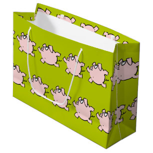 Sacola Para Presentes Grande Engraçado 6 Cartoon Porco Novo Bebê Escolha Cor L