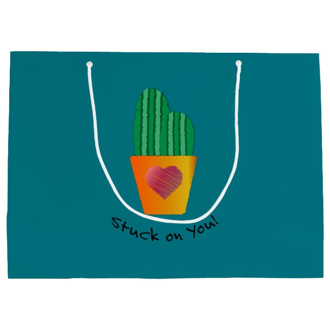 Sacola Para Presentes Grande Engraçado Em Cactus (Verso)