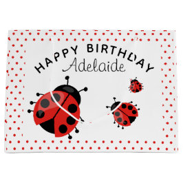 Sacola Para Presentes Grande Engraçado Moderno Vermelho Ladybug Personalizado