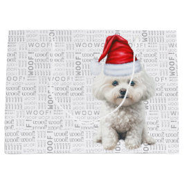 Sacola Para Presentes Grande Engraçado Natal Cachorro Coton de Tulear Feriado