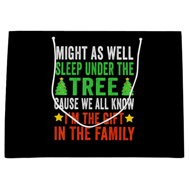 Sacola Para Presentes Grande Engraçado Natal Crianças de Natal Pijamas Meninas  (Frente)