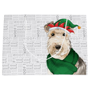 Sacola Para Presentes Grande Engraçado Natal Lakeland Terrier Dog Lover
