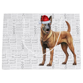 Sacola Para Presentes Grande Engraçado Natal Malinois Dog Lover Belga