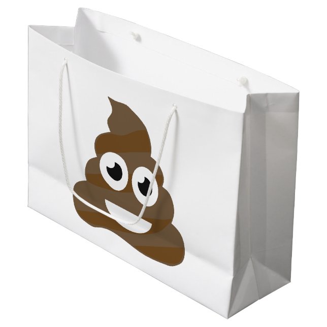Sacola Para Presentes Grande Engraçado Poop Emoji (Frente inclinada)