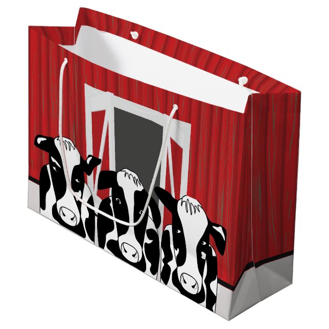 Sacola Para Presentes Grande Engraçado Três Vacas LGB (Frente inclinada)