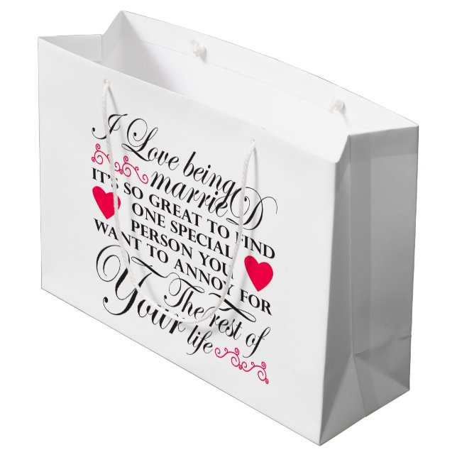 Sacola Para Presentes Grande Engraçado Vida casada palavra arte (Verso inclinado)