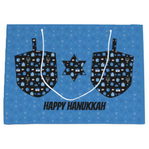 Sacola Para Presentes Grande Entalhe de Hanukkah Dreidel