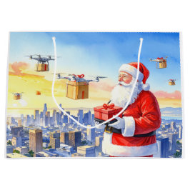 Sacola Para Presentes Grande Entrega de Drone do Papai Noel Funcionando no Nata
