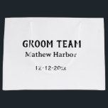 Sacola Para Presentes Grande Equipe do noivo padrinho nome data festa de desped<br><div class="desc">design</div>