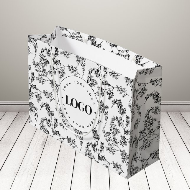 Sacola Para Presentes Grande Ervas Desenhadas Folhagem Botânica Adicionar Logot (Criador carregado)