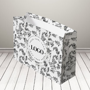 Sacola Para Presentes Grande Ervas Desenhadas Vegetação Botânica Adicionar Logo