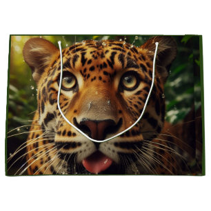 Sacola Para Presentes Grande Escadas-leopardo enquanto Lapando Água na Selva