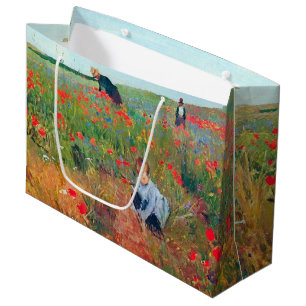 Sacola Para Presentes Grande Escolhendo Flores num Campo, Mary Cassatt